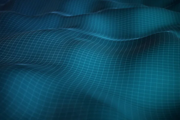 Soyut koyu mavi hücre dalga geçmiş. 3D render