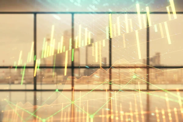 Boş oda içi arka planında iki kat mali şemaya maruz kalmış. Eski pazar kavramı.