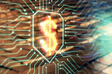 Soyut arka plan ile iş teması hologram. Çok pozlama. Başarı konsepti.