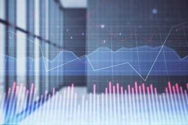 Boş oda içi arka planında iki kat mali şemaya maruz kalmış. Eski pazar kavramı.