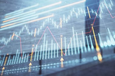 Boş dış arka planda hisse senedi piyasası grafik çift pozlama. Analiz konsepti