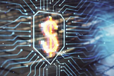 Soyut arka plan ile iş teması hologram. Çok pozlama. Başarı konsepti.