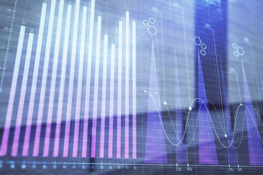 Boş dış arka planda hisse senedi piyasası grafik çift pozlama. Analiz konsepti