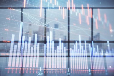 Boş oda içi arka planında iki kat mali şemaya maruz kalmış. Eski pazar kavramı.