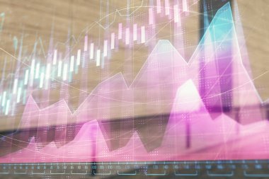 Boş dış arka planda hisse senedi piyasası grafik çift pozlama. Analiz konsepti