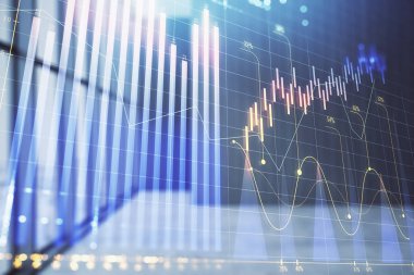 Boş oda içi arka planında iki kat mali şemaya maruz kalmış. Eski pazar kavramı.