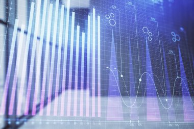 Boş oda içi arka planında iki kat mali şemaya maruz kalmış. Eski pazar kavramı.