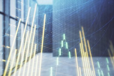 Boş oda içi arka planında iki kat mali şemaya maruz kalmış. Eski pazar kavramı.