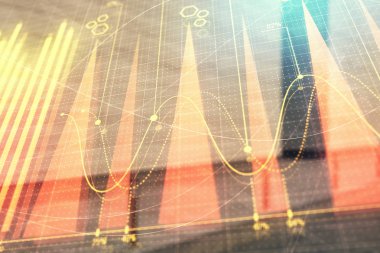 Boş dış arka planda hisse senedi piyasası grafik çift pozlama. Analiz konsepti