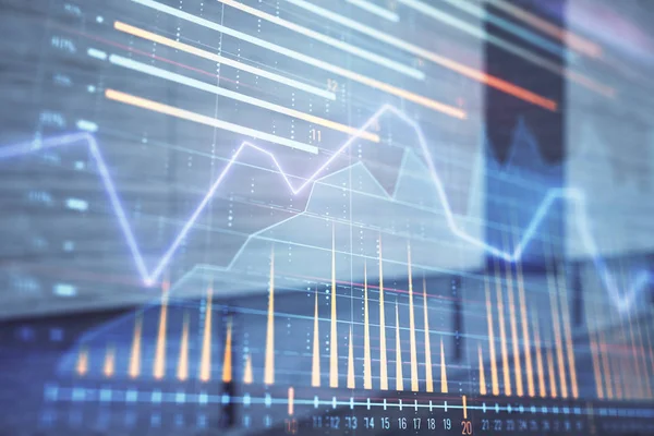 Dubbel exponering av Stock Market Graph på tom yttre bakgrund. Analys begrepp — Stockfoto