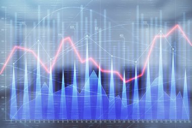 Konferans odası arka planda hisse senedi piyasası grafik Multi pozlama. Finansal analiz konsepti