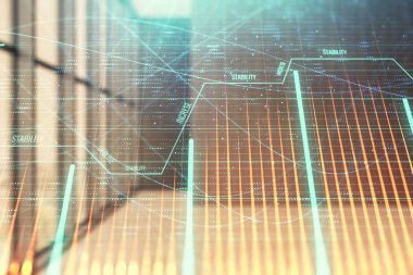 Boş oda iç arka planda mali grafik çift pozlama. Forex piyasası konsepti.