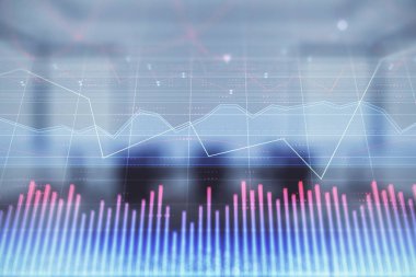 Konferans odası arka planda hisse senedi piyasası grafik Multi pozlama. Finansal analiz konsepti