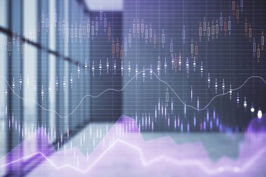 Boş oda içi arka planında iki kat mali şemaya maruz kalmış. Eski pazar kavramı.