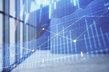 Boş oda içi arka planında iki kat mali şemaya maruz kalmış. Eski pazar kavramı.