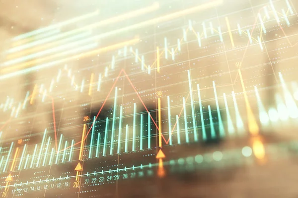Konferans odası arka planda hisse senedi piyasası grafik Multi pozlama. Finansal analiz konsepti