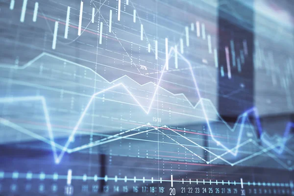 Doppia esposizione del grafico del mercato azionario su sfondo esterno vuoto. Concetto di analisi — Foto Stock