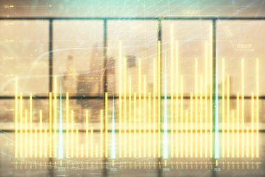 Boş oda içi arka planında iki kat mali şemaya maruz kalmış. Eski pazar kavramı.