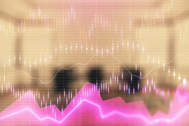 Konferans odası arka planda hisse senedi piyasası grafik Multi pozlama. Finansal analiz konsepti