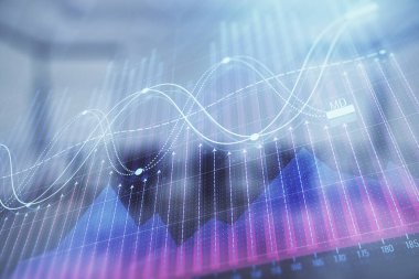 Konferans odası arka planda hisse senedi piyasası grafik Multi pozlama. Finansal analiz konsepti