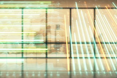 Boş oda içi arka planında iki kat mali şemaya maruz kalmış. Eski pazar kavramı.