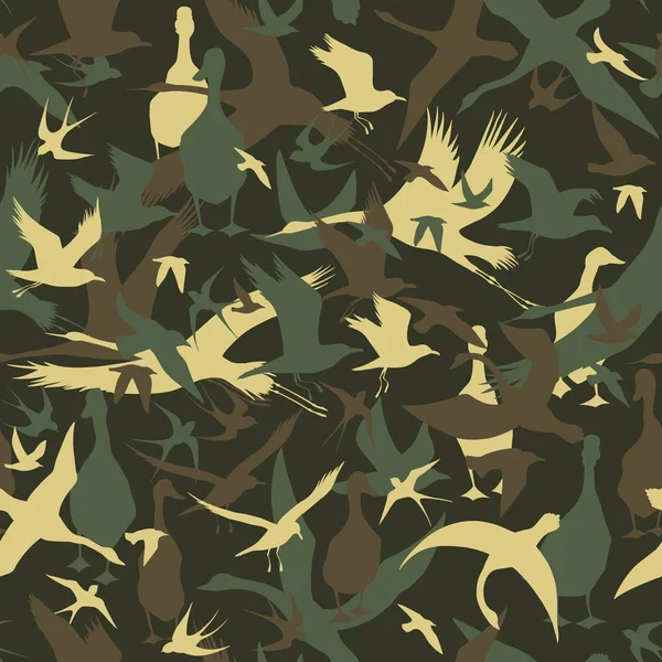 Безшовні Лісові Камуфляжі Птахами — стоковий вектор