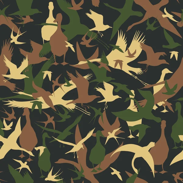 Naadloze Camouflage Met Vliegende Vogels — Stockvector