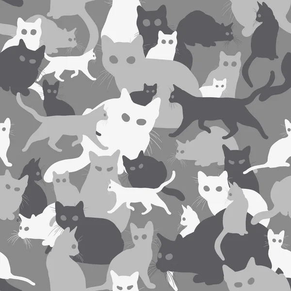 Camouflage Sans Couture Avec Chats — Image vectorielle