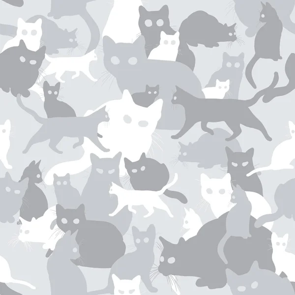 Sömlös Kamouflage Med Katter — Stock vektor