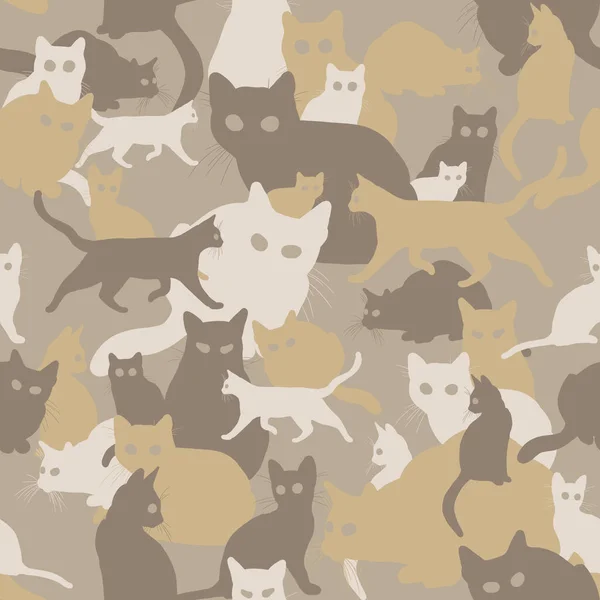 Camouflage Sans Couture Avec Chats — Image vectorielle