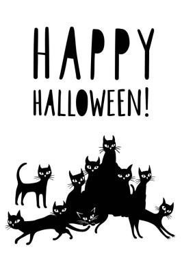 Siyah kedi ve el alıntı yazılı kartı