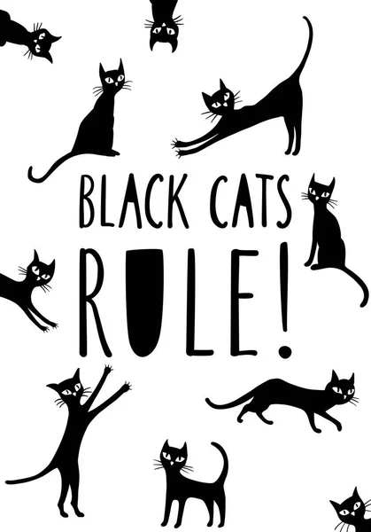 Kártya Fekete Macska Kézzel Írott Ajánlat — Stock Vector