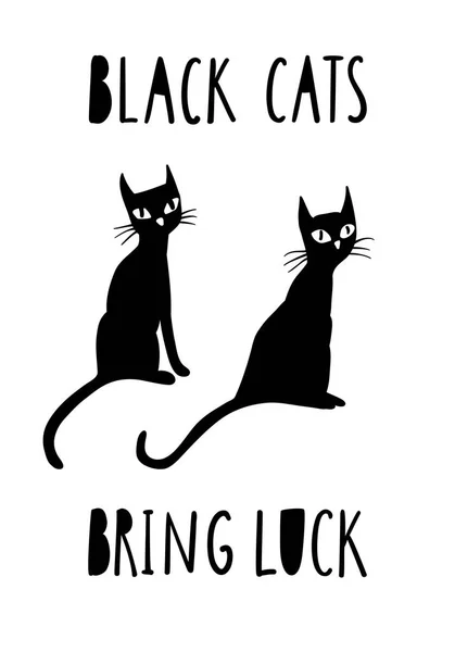 Kártya Fekete Macska Kézzel Írott Ajánlat — Stock Vector