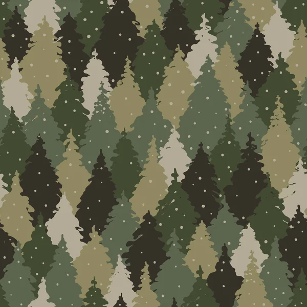 Naadloze Patroon Met Boslandschap Camouflage Kleuren — Stockvector