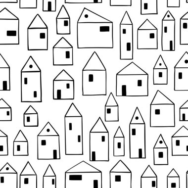 Küçük evler ile dikişsiz desen