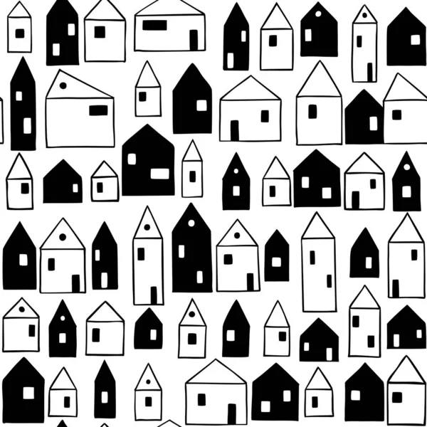 Seamless pattern with small houses — Stock Vector