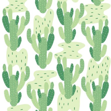 Kaktüslerle dikişsiz vektör deseni