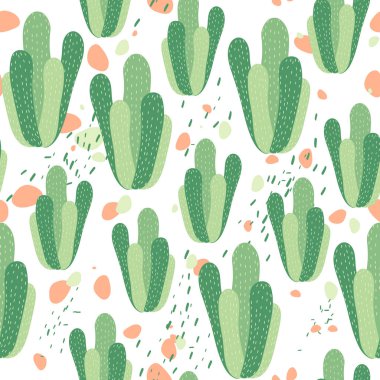 Kaktüslerle dikişsiz vektör deseni