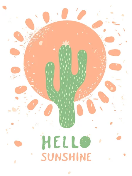 Postcard Cactus Hand Written Text — Stock Vector