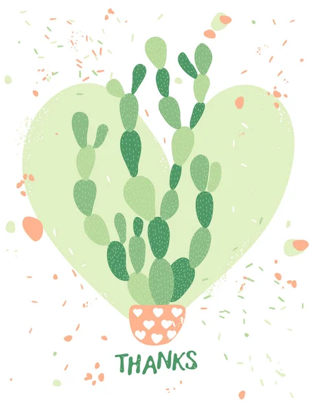 Postcard Cactus Hand Written Text — Stock Vector