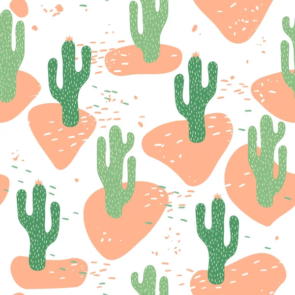 Modèle Vectoriel Sans Couture Avec Cactus — Image vectorielle