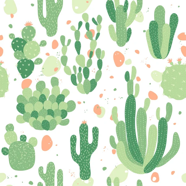 Modèle Vectoriel Sans Couture Avec Cactus — Image vectorielle