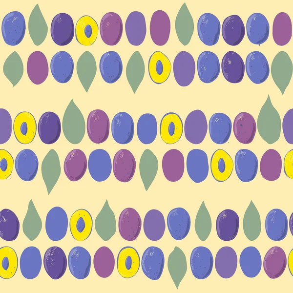 Seamless Vector Pattern Plums — Stock Vector