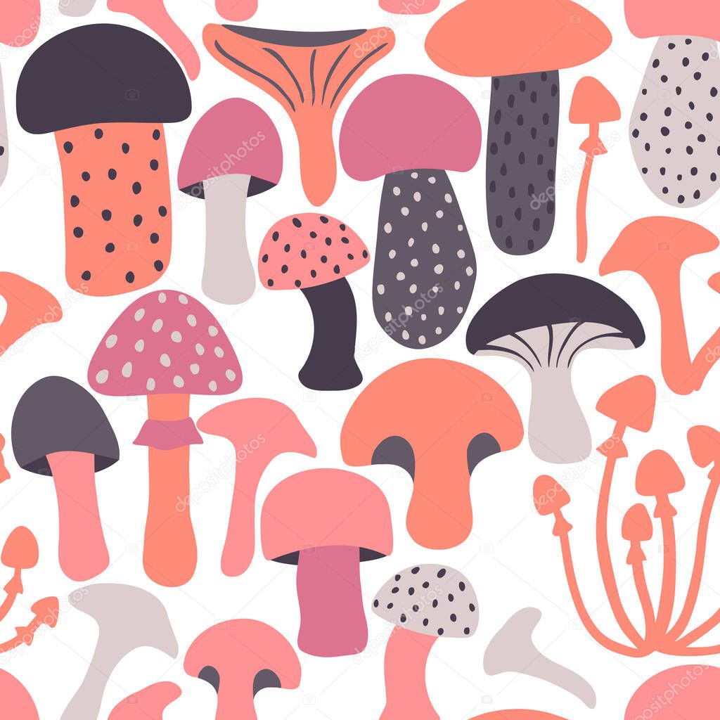 Seamless pattern with mushrooms