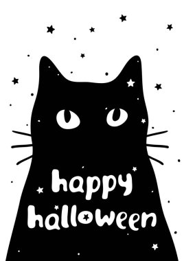 İçinde siyah kedi ve metin olan kartpostal.