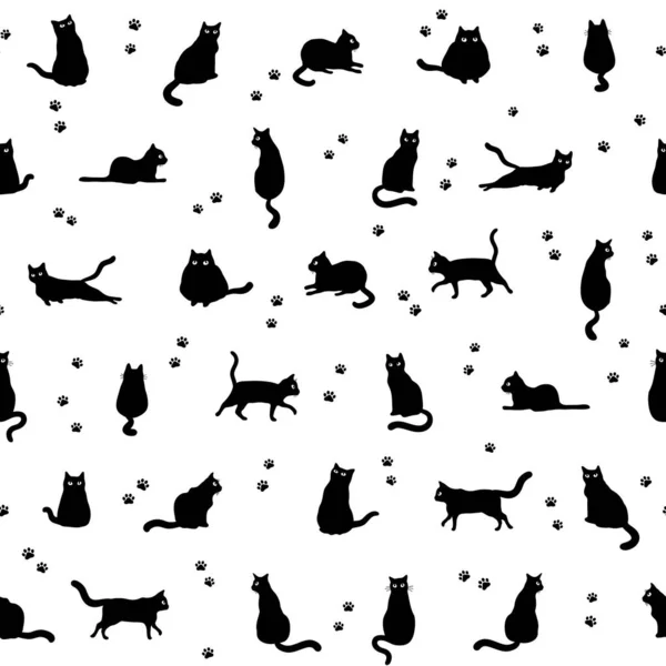 黑猫无缝图案 — 图库矢量图片