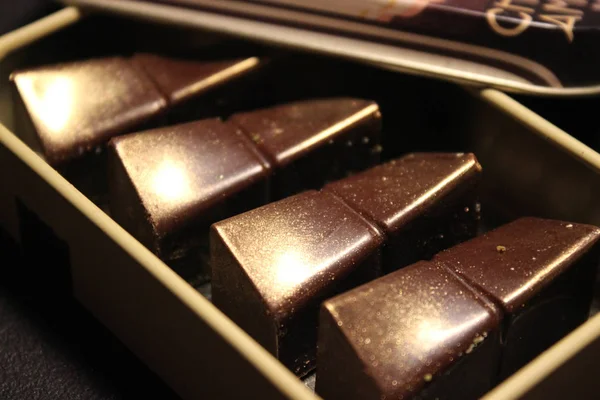 Čokoládové Bonbóny Krabici — Stock fotografie