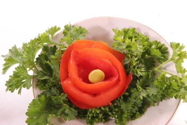 rose from a tomato. vegetables art deco