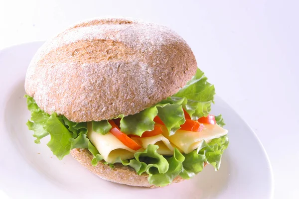 Sandwich Sausage White Background Fast Food — Stock Photo, Image