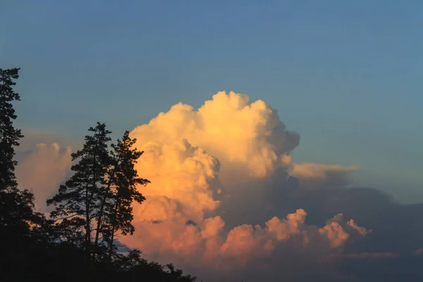 Ormanı eteklerinde büyük bulutlar — Stok fotoğraf